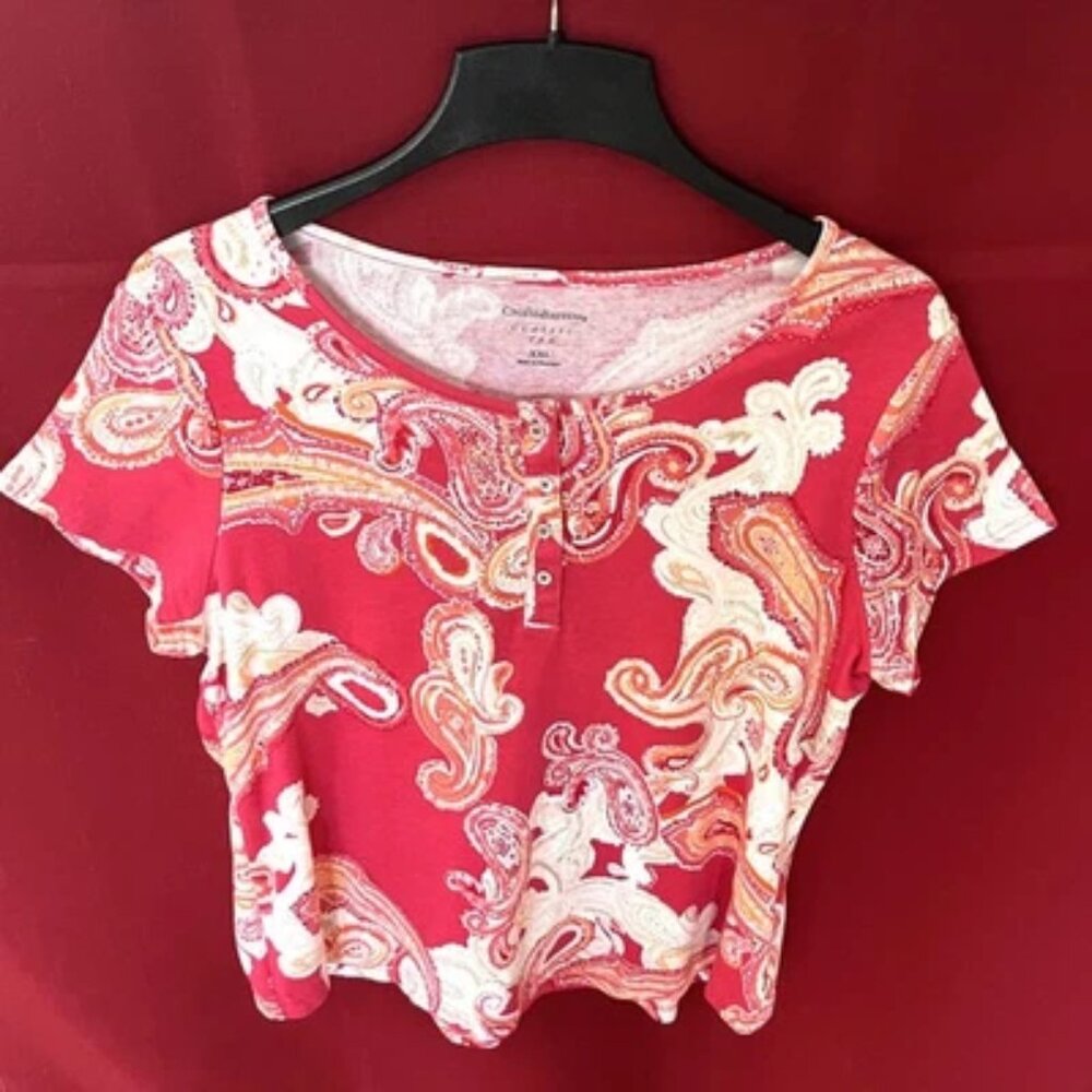 Women's Croft & Barrow The Classic Paisley Tee Shirt Size XXL
